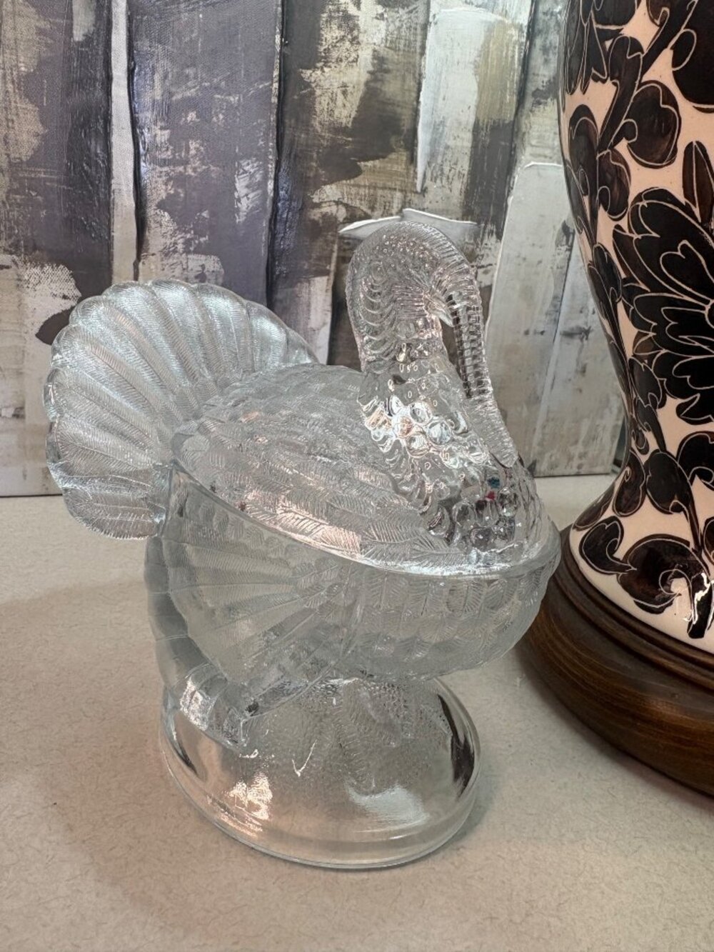 LE Smith Vintage Turkey Clear Glass Candy Dish Fairy Light - Picture 3 of 7